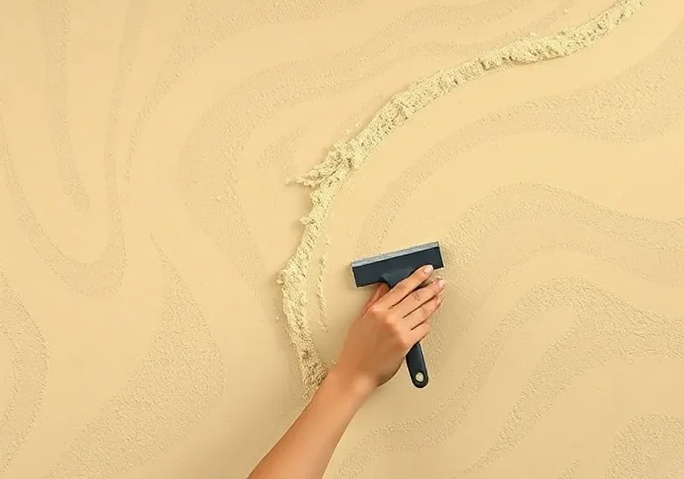 Application d'un enduit décoratif à la lisseuse sur un mur